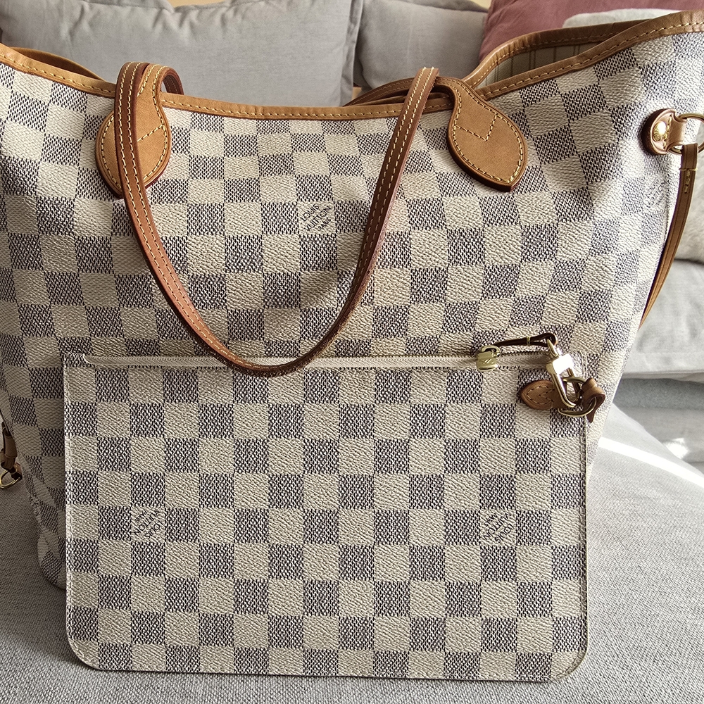 Louis Vuitton Neverfull MM Tote, Damier Azur